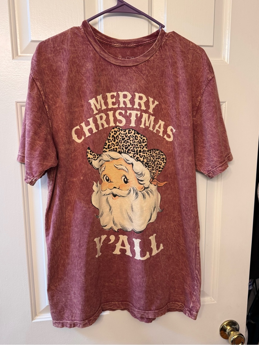 Women's Burgundy 'Merry Christmas Y'all' Graphic Short Sleeve Tee